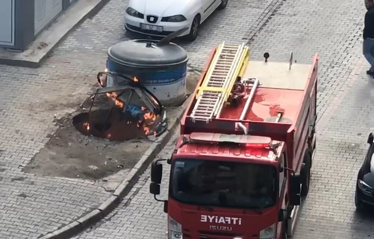 Çöp konteynerinde yangın