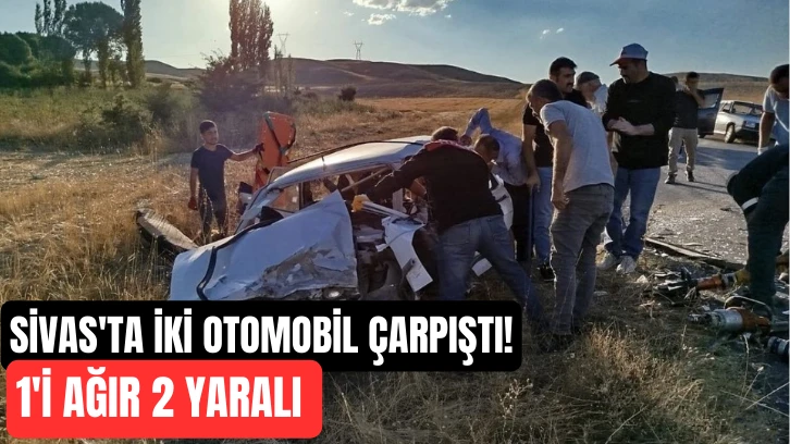 Sivas'ta İki Otomobil Çarpıştı! 1'i Ağır 2 Yaralı 