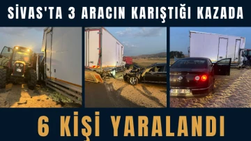 Sivas'ta 3 Aracın Karıştığı Kazada 6 Kişi Yaralandı 